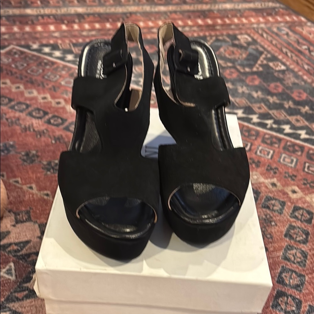 Cordani Black Platform Sandals with Straps